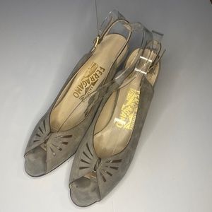 3 For $18 or 2 for $15 Vintage Salvatore Ferragamo gray suede slingback heels